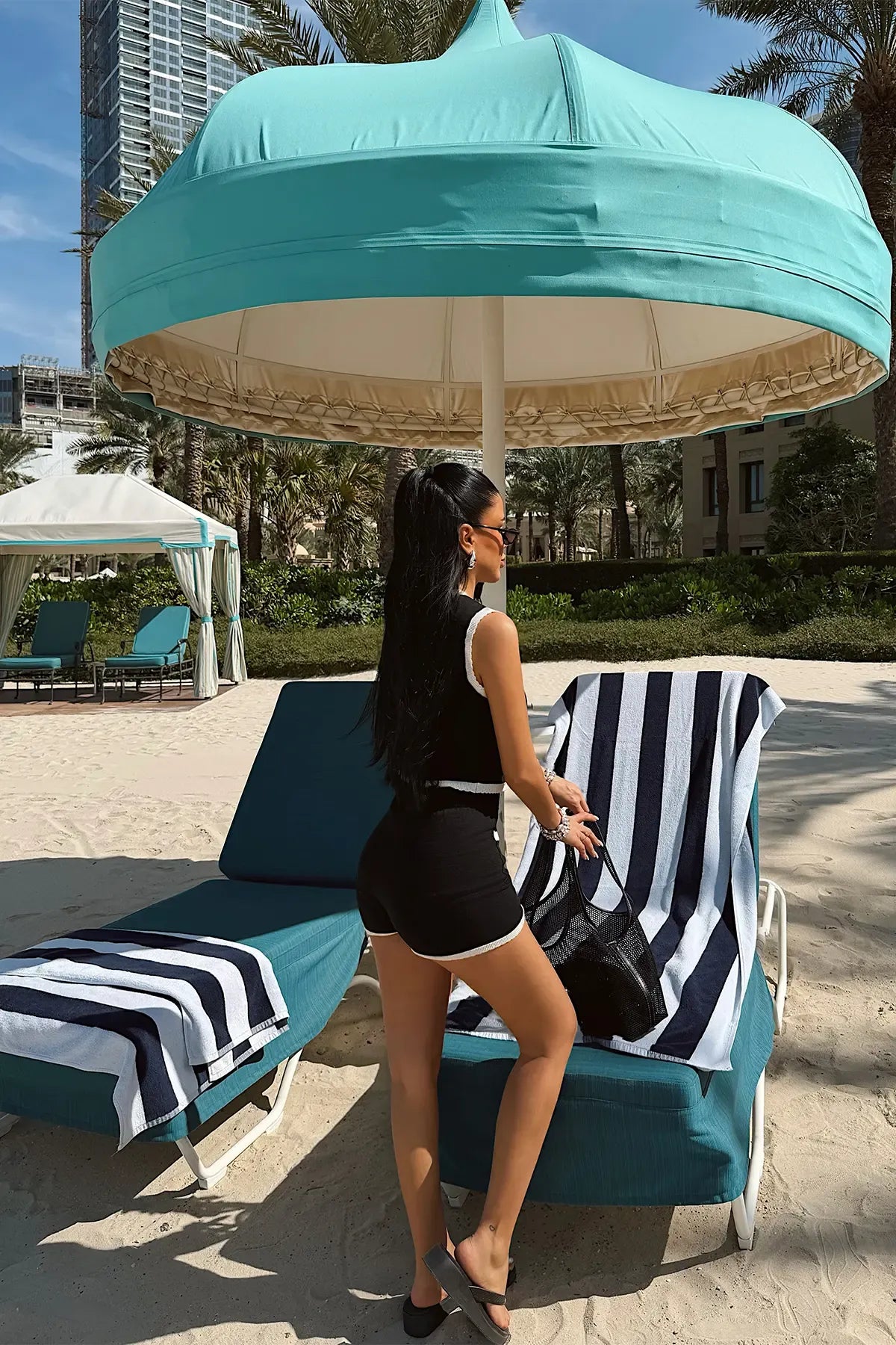 Black Button-Down Vest and Shorts Set