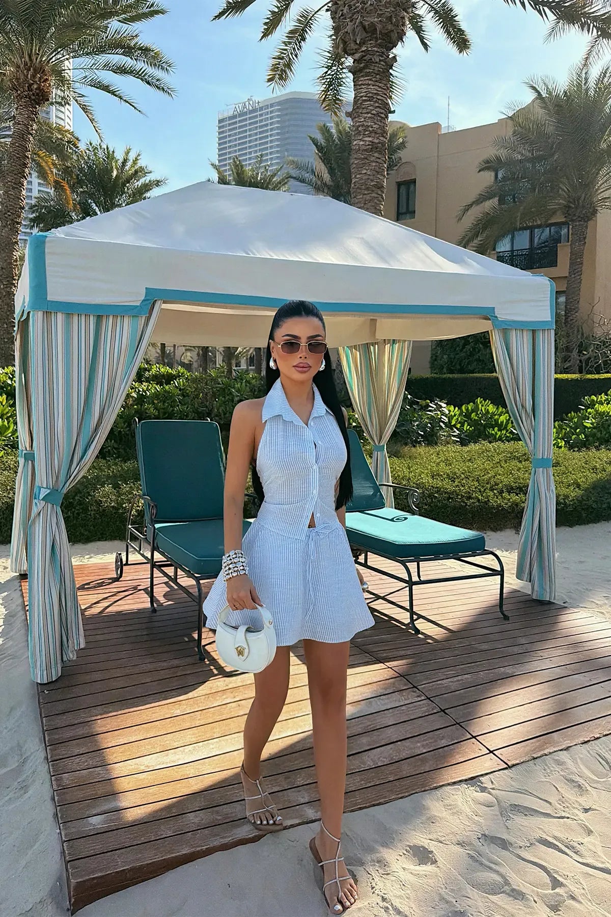 Blue Skirt and Shorts Set