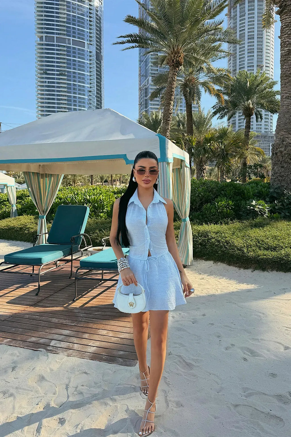 Blue Skirt and Shorts Set