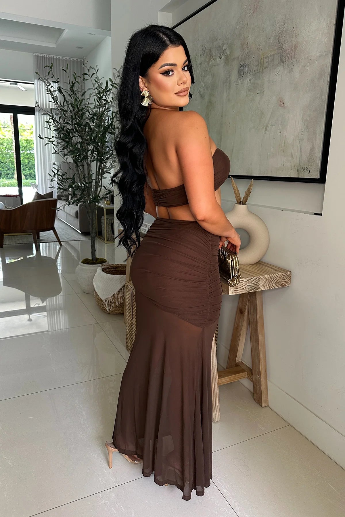 Let's Go Out Skirt Set - Brown